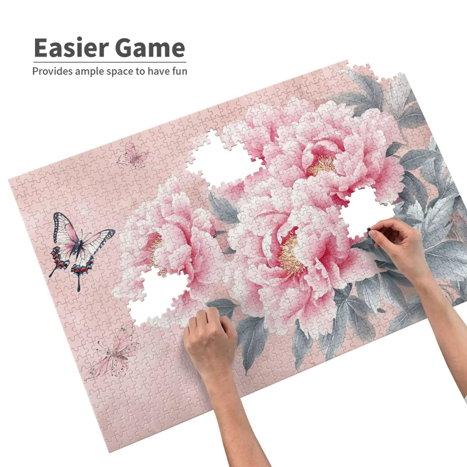 Piwonia Puzzle 5000 Pieces Motyl Puzzle Dorośli Początkujący z pudełkiem prezentowym, DIY Interaktywna Puzzle Rodzinna wymagająca gra, Relief Relief Home Wall Decor Art Prezent dla mężczyzn 100 x 150
