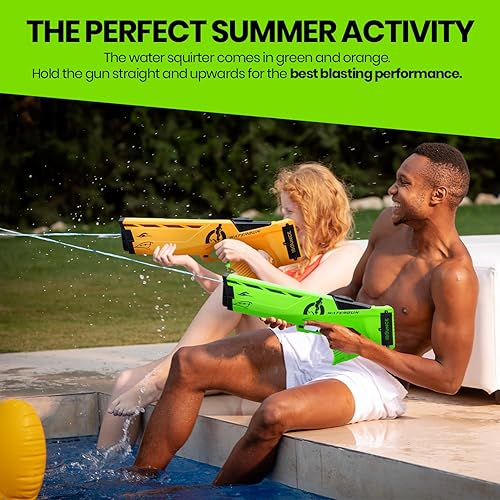 Miniatura 7 de New-Bounce - Pistola de agua eléctrica para exteriores, pistola de agua a batería que dispara hasta 30 pies (verde)