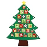 Christmas Tree Advent Calendar 2025, 24 Days Countdown Calendar with 24 Festive Pockets Advent Christmas Countdown Calendar Xmas Hanging Advent Calendar Wall Door Hanging Decor Gift for Kids Adults
