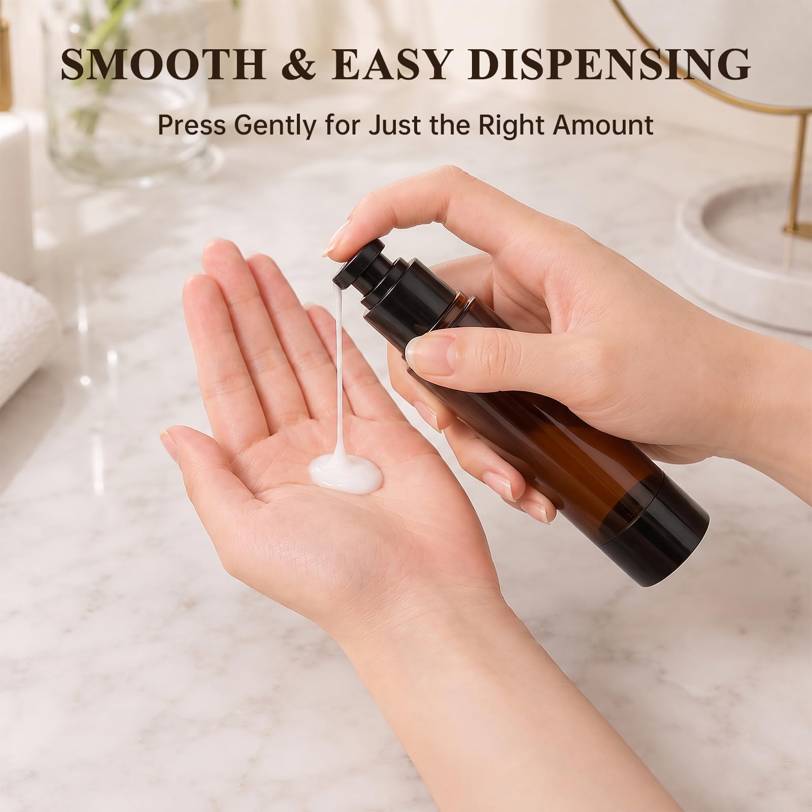 Set di 34 barattoli Airless con pompa, 48,2/28,3/19,8/9,64 g, contenitori ricaricabili da viaggio, a prova di perdite, per prodotti da toeletta per la cura della pelle e creme, lozioni, crema