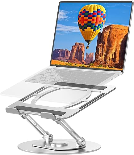 Miniatura 1 de Mercase Soporte para laptop para escritorio soporte ajustable para portátil con base giratoria de 360 elevador plegable y portátil para MacBook Air