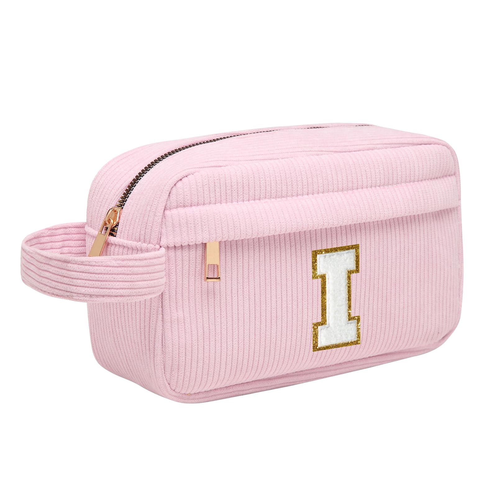 Neceser Maquillaje Mujer Personalizado Inicial, Bolsa de Cosméticos de Viaje, Gran Capacidad Neceser de Maquillaje de Pana, Regalo Cumpleaños Navidad para Mujeres Novias Mejores Amigas, Rosa L — view 41