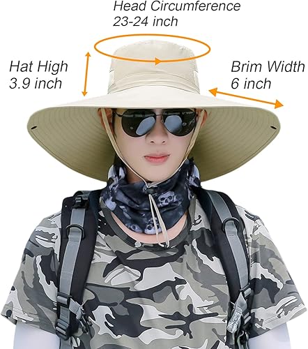 Miniatura 4 de Sombrero de protección solar de ala ancha de 6 pulgadas para exteriores, unisex, para senderismo, playa, pesca, safari, jardín, césped, patio,