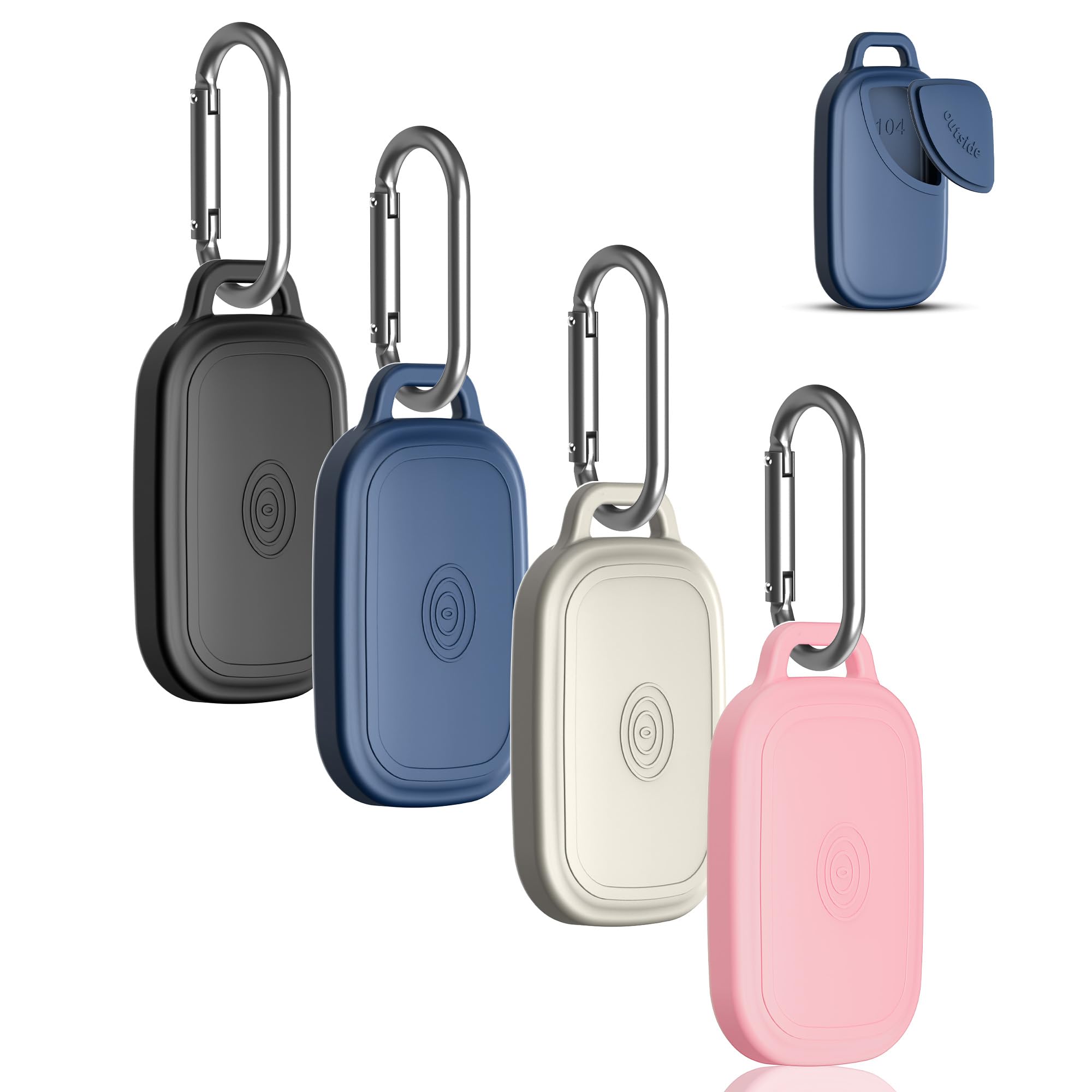 (4-Pack) Silicome Case for Tile Pro 2024, Waterproof Tile Pro Holder Full Body Protective Cover Compatible with Life360 Pro Tile Tracker with Keychain (Black/Off White/Blue/Pink)