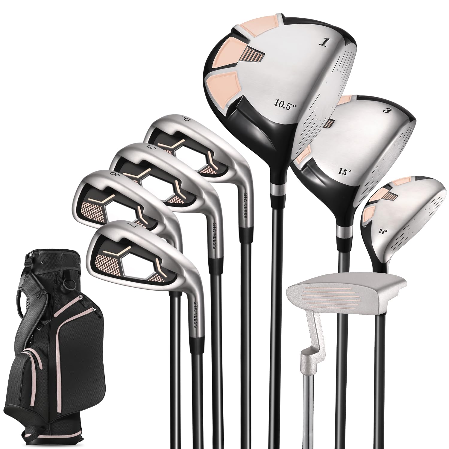 Complete Golf Club Set, 12-Piece, Right Handed, Unisex, with Stand Bag and Headcovers