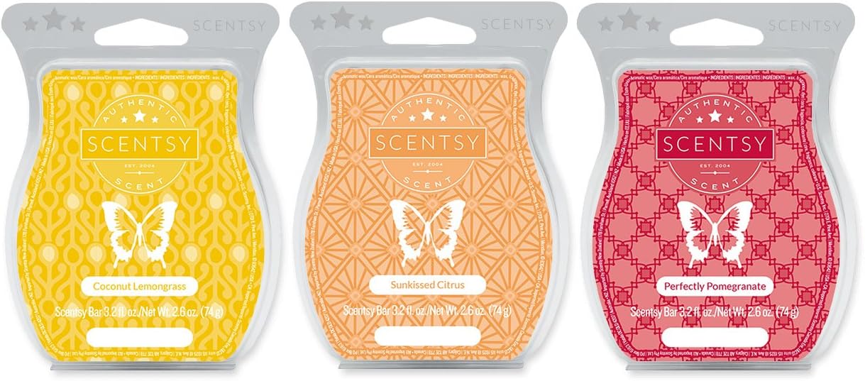 Scentsy Multi-Pack - Coconut Lemongrass, Sunkissed Citrus, Perfectly Pomegranate