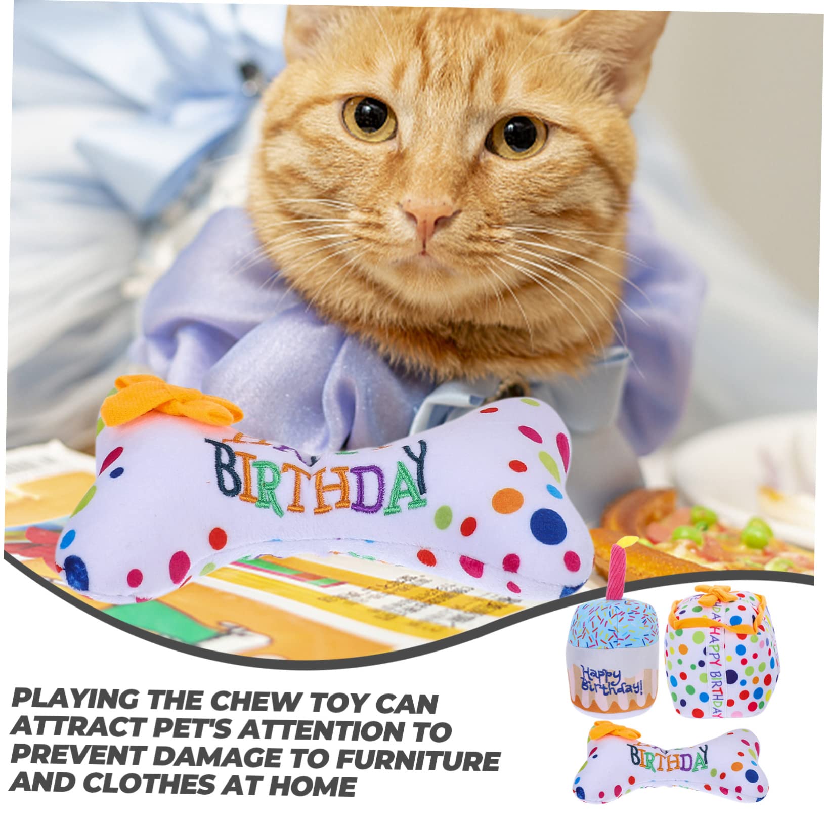 INOOMP 6 STK Katze Plüschtier Kätzchen Beißspielzeug Katze Geburtstag Spielzeug das Geburtstagskuchen Backenzahnspielzeug für Katzen Katzenbiss-Spielzeug Haustier Hauskatze