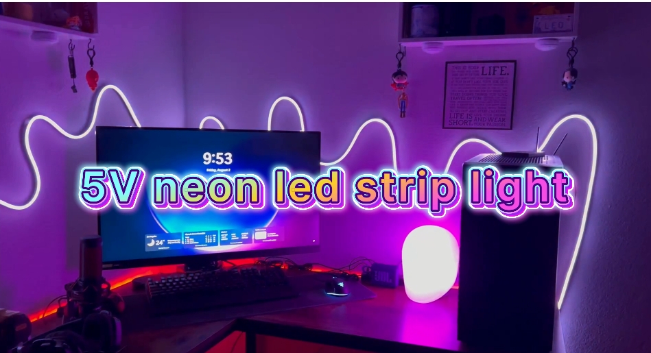 Image of LED Neon Lights，3.3ft USB Powered LED Strip Lights，5V Music Sync Color Changing Rope Light with APP Control，IP65 Waterproof RGB Rope Lights for Bedroom，Cabinet,Kitchen, DIY Lighting