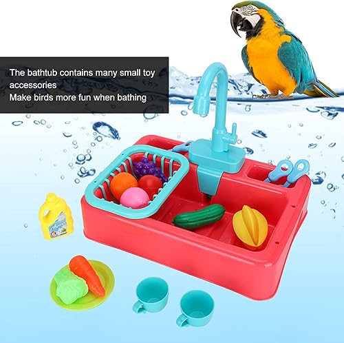 Miniatura 6 de Yoruii Loro bañera bañera bañera bañera automática con grifo caja de baño automática multifuncional nuevo pájaro bañera de la ducha de pájaros