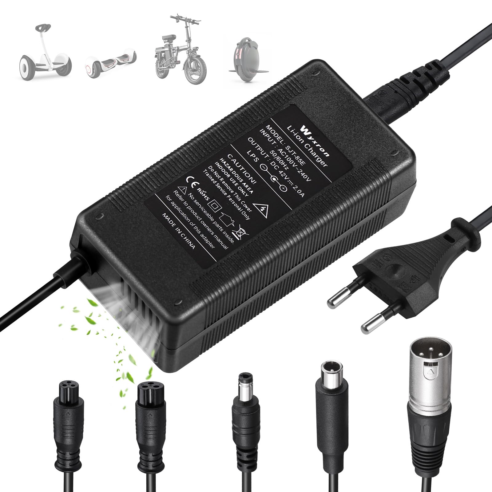 Shiptree 42V 3A Ladegerät Für E-Scooter & Hoverboard - 4 Anschlüsse Für Ninebot, Xiaomi M365