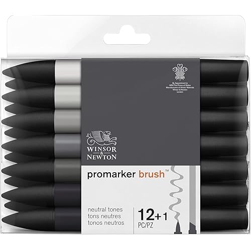 Winsor & Newton ProMarker Brush Set, 12 Count, Neutral Tones
