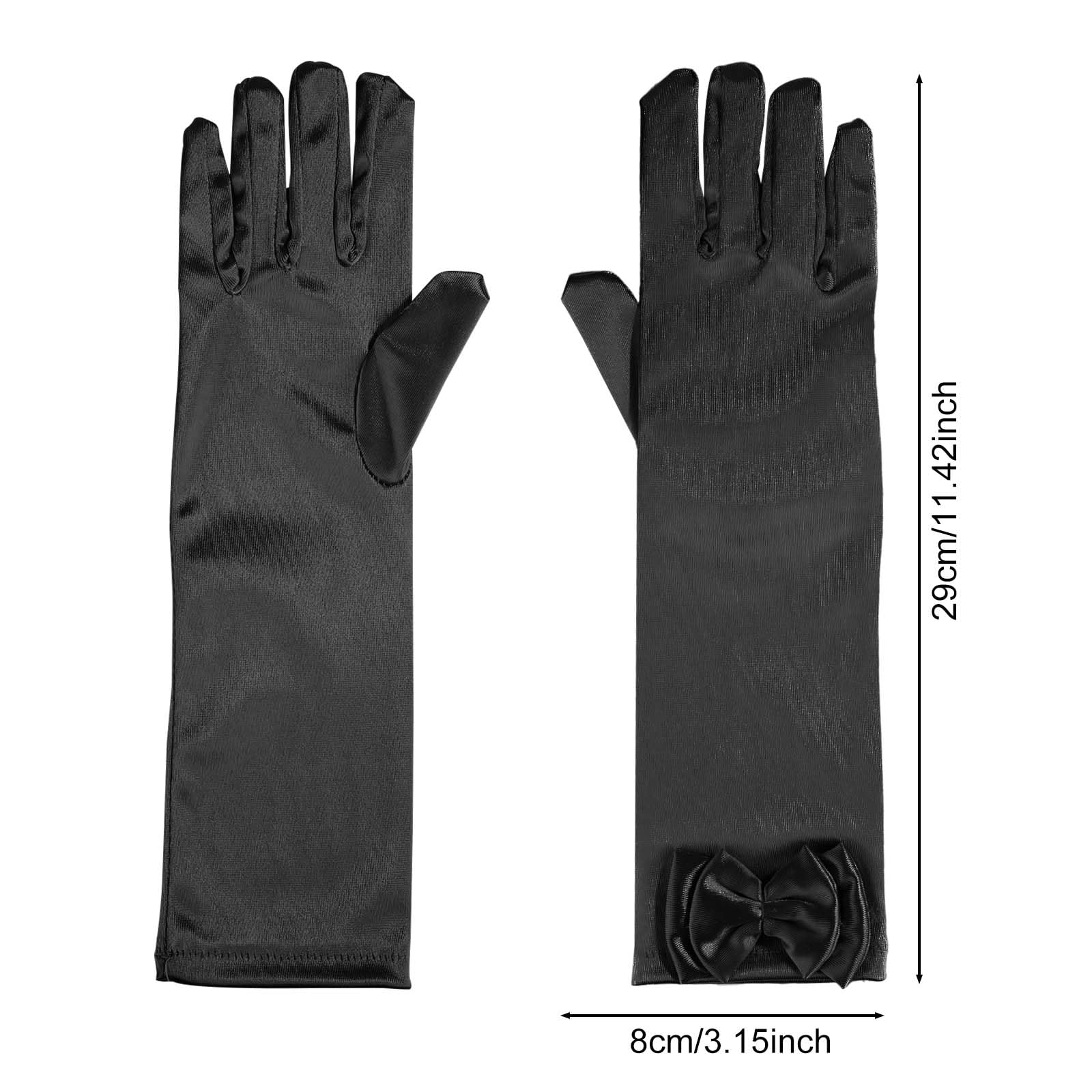ZaZa Bridal Girl's Shiny Stretch Satin Dress Gloves Wrist Length 2BL-Girl's Size Large (13-16yrs)/White