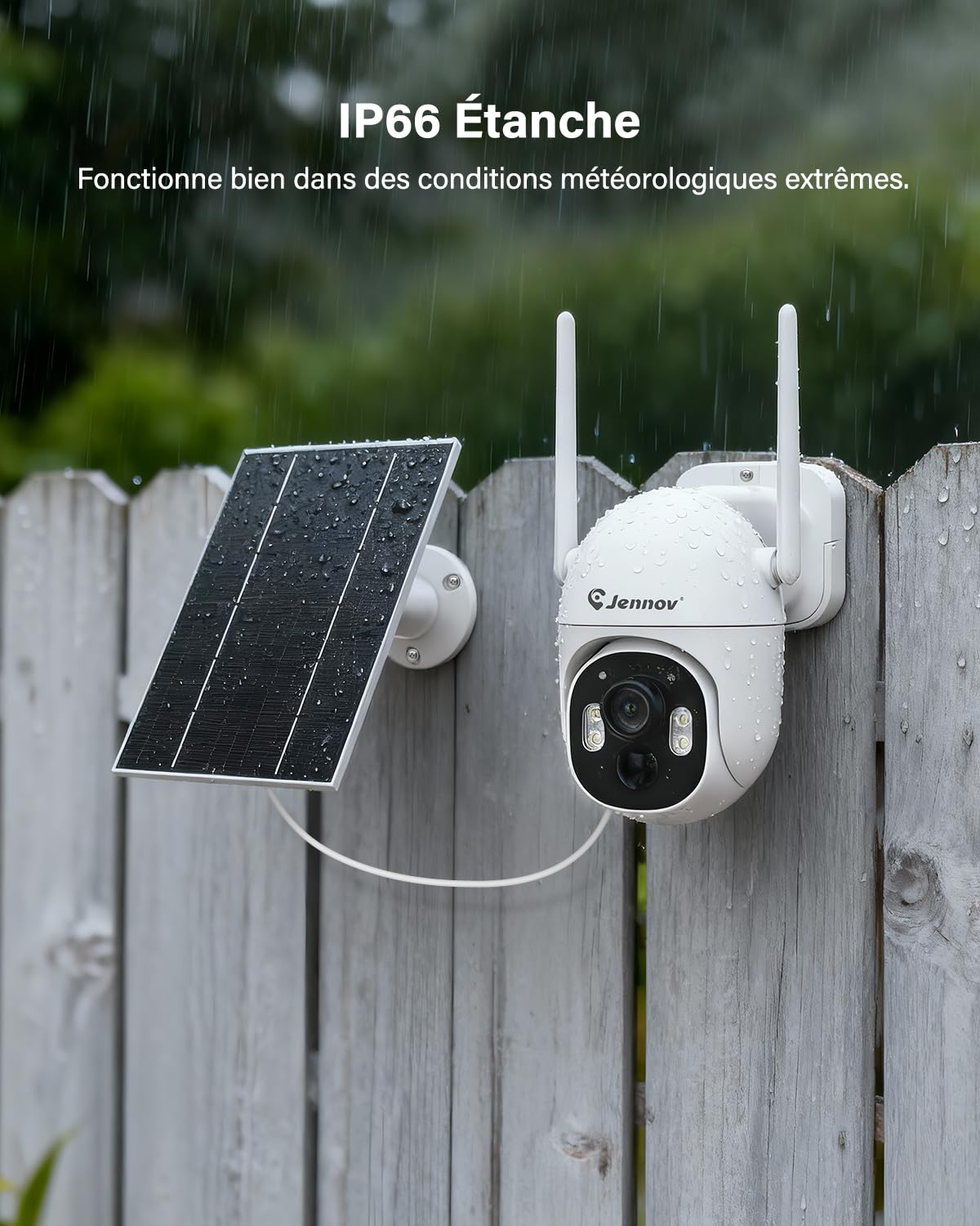 Jennov Kit Camera Surveillance Exterieure sans Fil Solaire mit Moniteur, 5MP 10CH 10" Pouces NVR Écran Tactile, 5MP Caméra avec 360° Pan & Tilt, Vision Nocturne Couleur, PIR Détection, Sans Abonnement