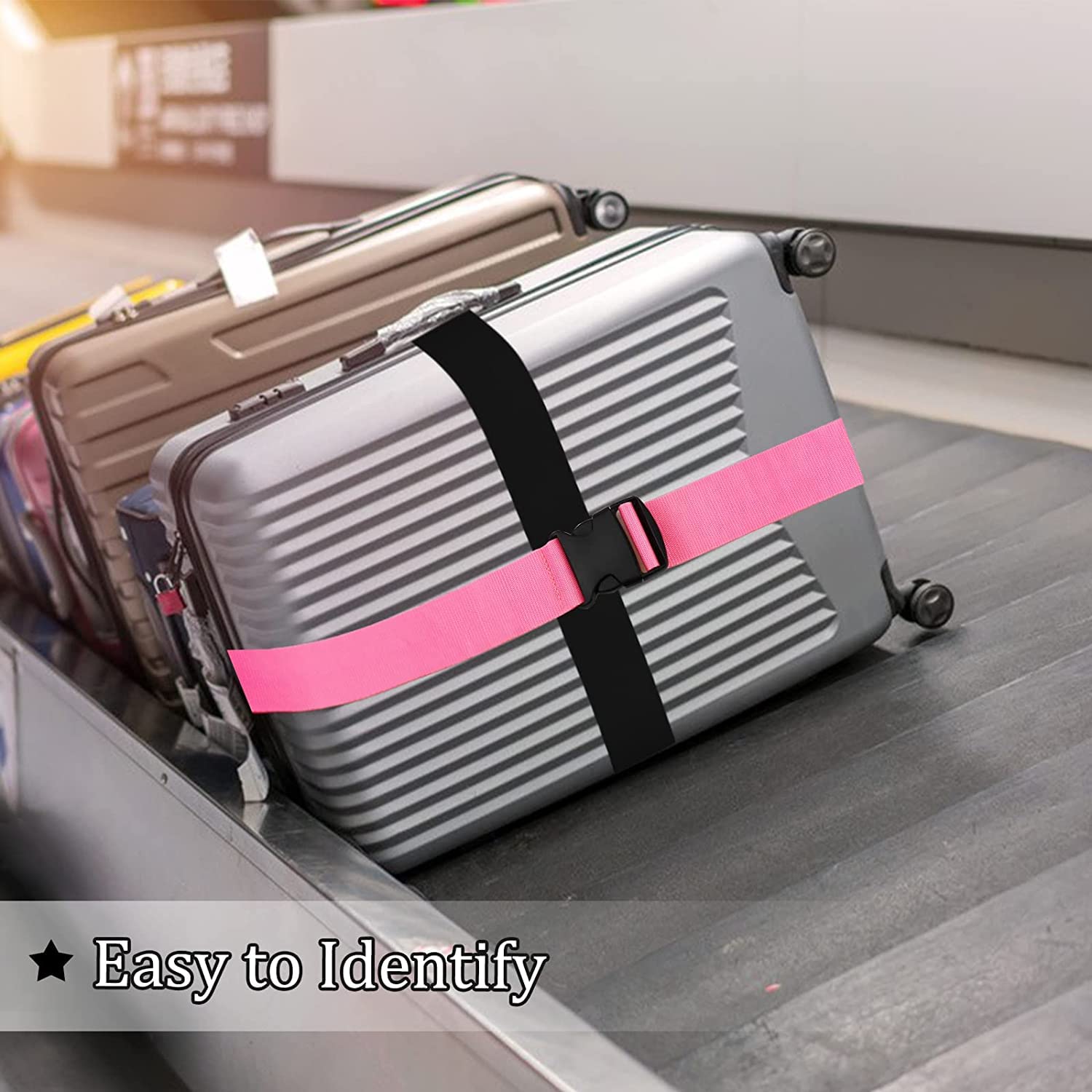 4 Sangles De Valise Avec Boucle - 3.8x200 Cm - Multicolores - Pour Fermer Et Ranger Les Bagages