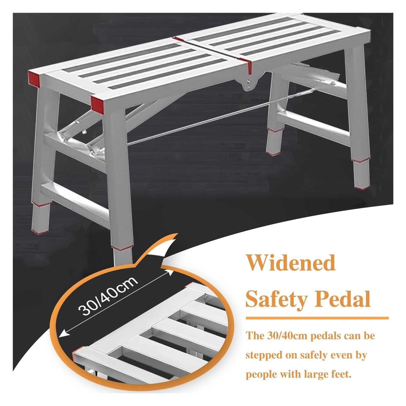 Plataforma con trampilla, Andamios para Cortar setos, Soportes Ajustables para Patas, Plataforma de Trabajo para escaleras, Plataforma Plegable Industrial para Lavado de vehículos.