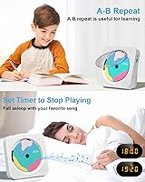 Vista 4 de Reproductor de CD portátil con Bluetooth Reproductores de CD de escritorio para el hogar con altavoces de sonido HiFi, Mini reproductor de CD lindo