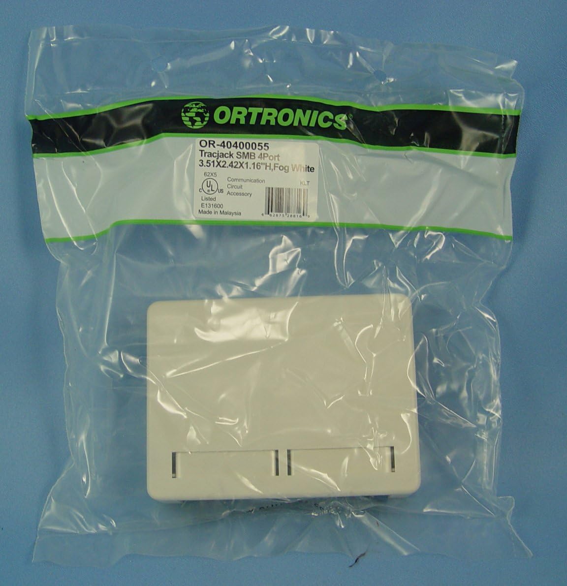 OR-40300546-88 - Ortronics TracJack 4-Port Single Gang Plastic Faceplate, Cloud White, Pack of 5