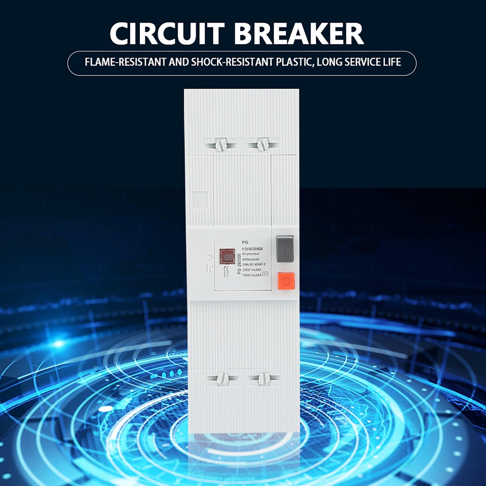 Jadeshay Disjoncteur Électrique 30-60A 50Hz / 60Hz 2P Disjoncteur Commutateur d'air de Protection Interrupteur Basse Tension Commutateur avec Protection Multiple pour Système Électrique