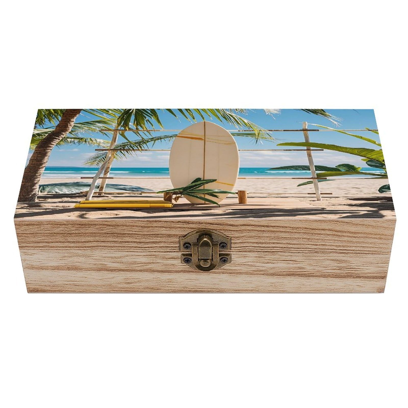LZQPOEAS Surfboard on Wooden Wooden Box Storage Space to Organize Jewelry in A Beautiful Small Storage Box Decorative Card Boxes Memory Treasure Boxes for Crafts And Photo Storage