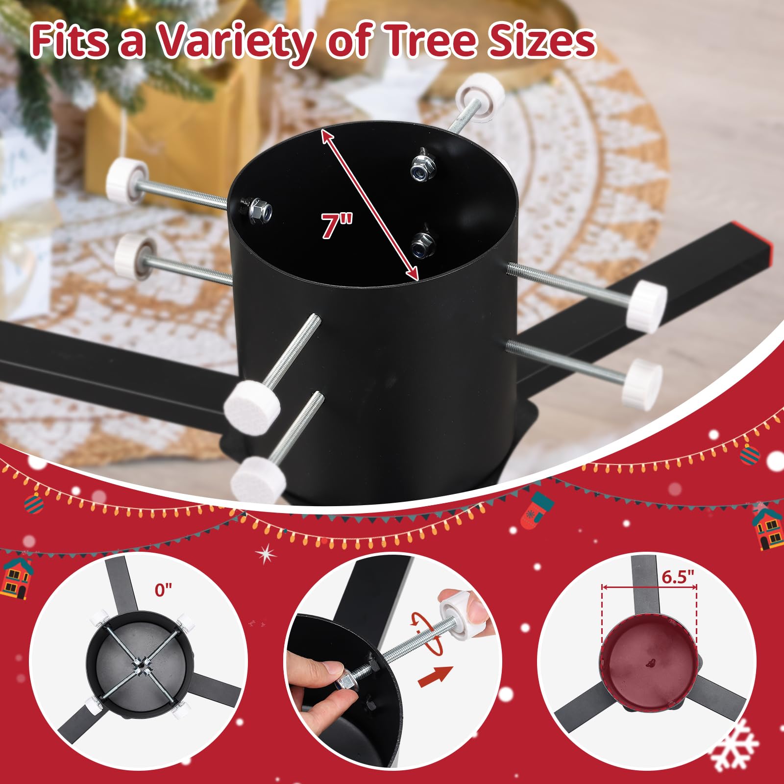 DAKEPOLE Pied Sapin De Noël Stable Amovible - Support Jusqu'à 140mm Diamètre Pour Arbres Vivants Sapin Artificiel 250 Cm