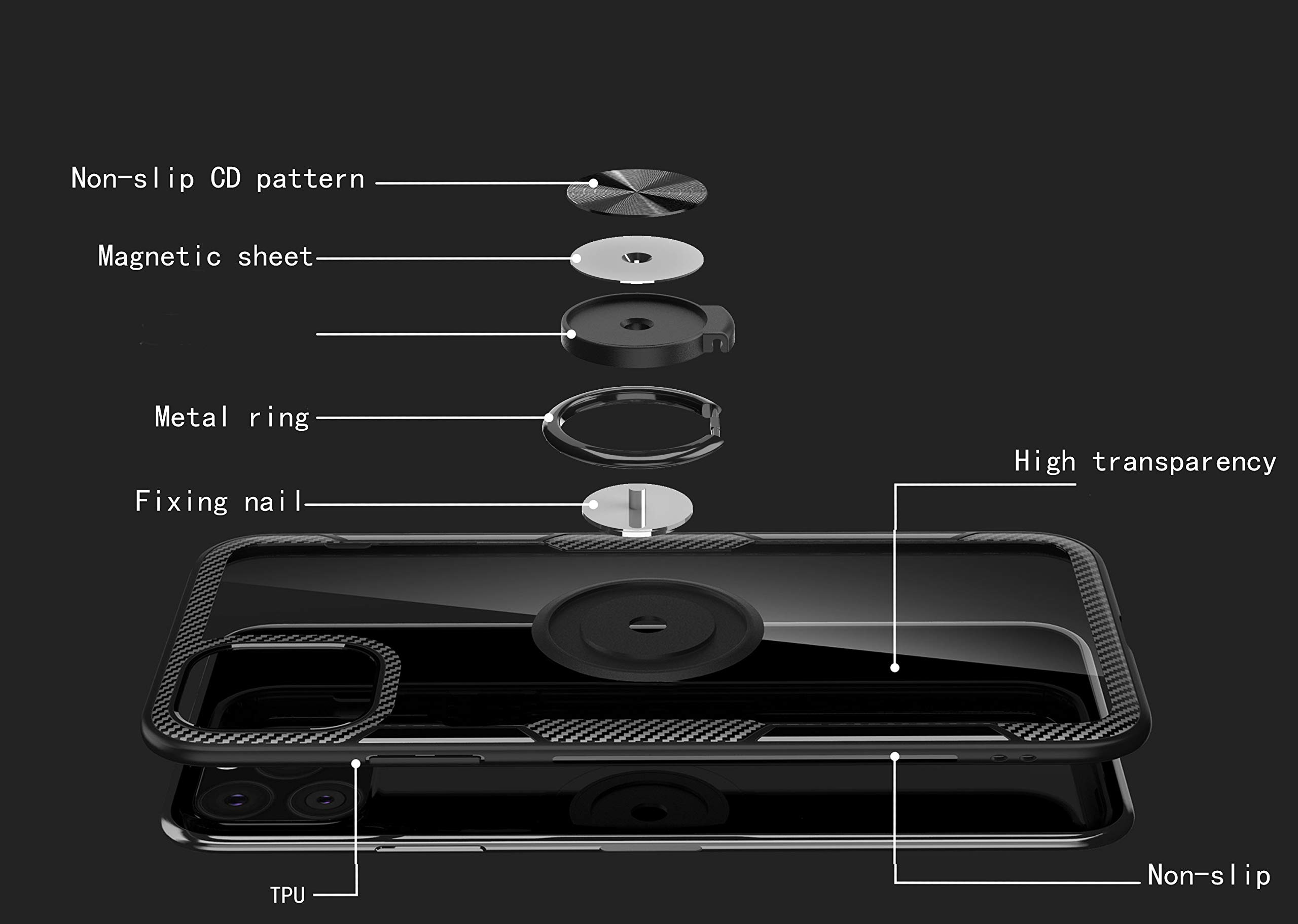 Cadorabo Funda Compatible Con Huawei P40 En Púrpura Claro Brillante - Dorado Con Anillo - Funda Protectora De Silicona TPU Flexible, Con Protección De Cámara Y Soporte Magnético Para Coche
