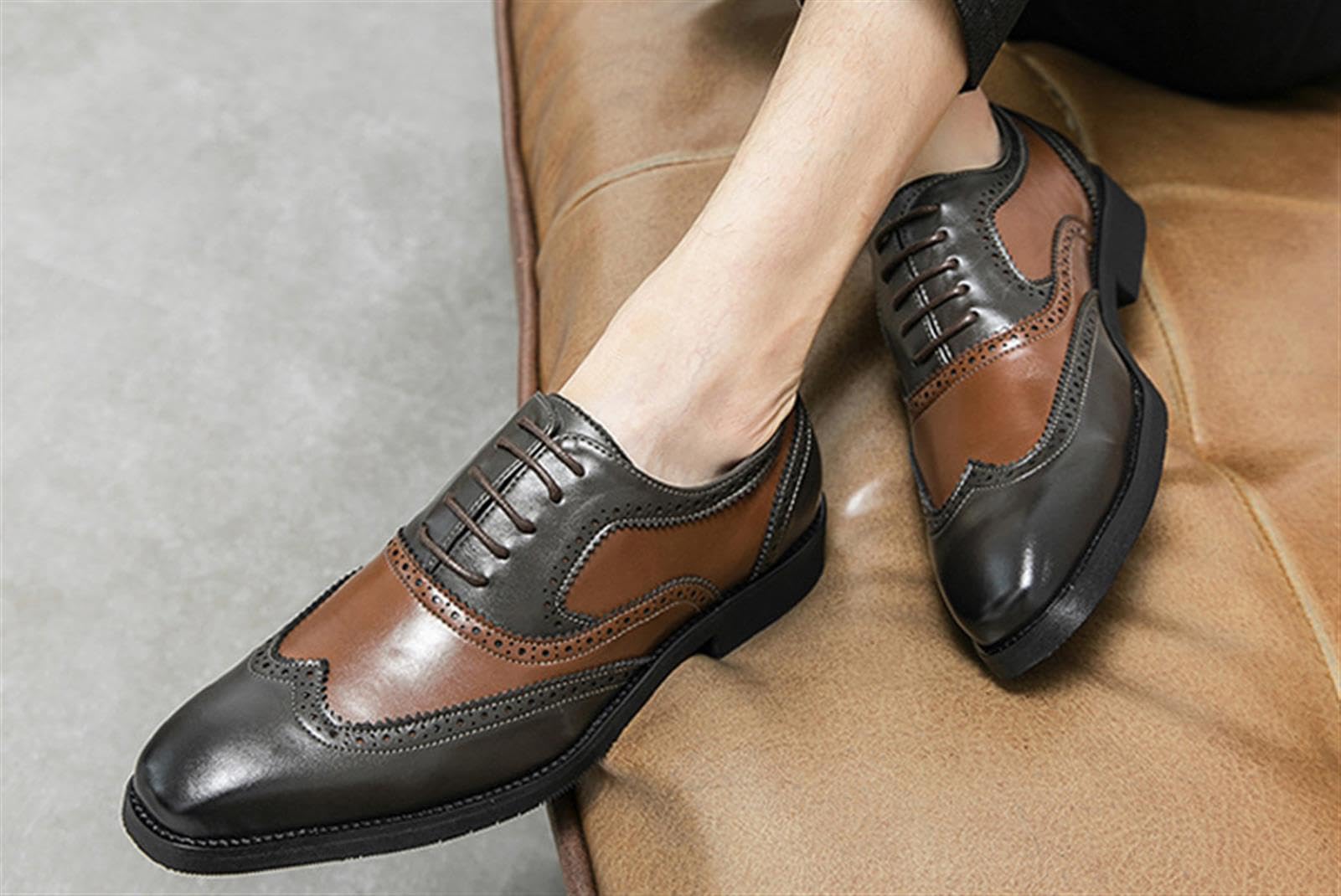 Scarpe Oxford Uomo Pelle Brogue Eleganti | Scarpe Eleganti Uomo Pelle Oxford Brogue Wingtip Cerimonia Business Ufficio Stringate Comode Formale Lavoro