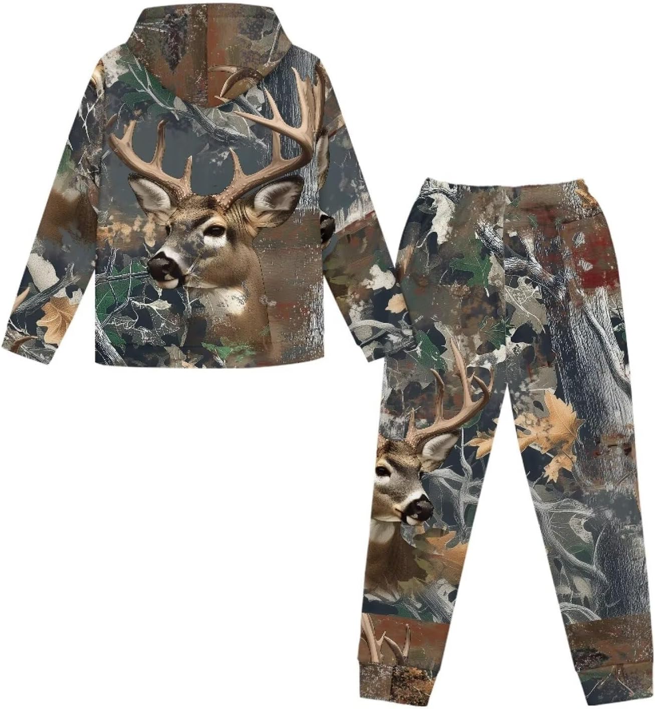 Pensura Girls Boys 2 Pack Sweatsuit Pullover Hoodies and Athletic Cargo Jogger Sweatpants Set