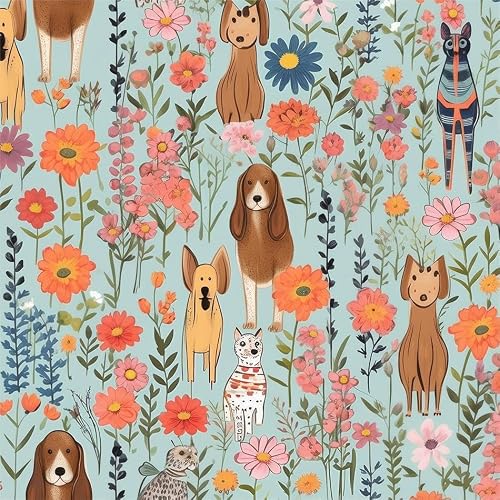 REDAMANCY Blue Wildflowers Peel & Stick Wallpaper