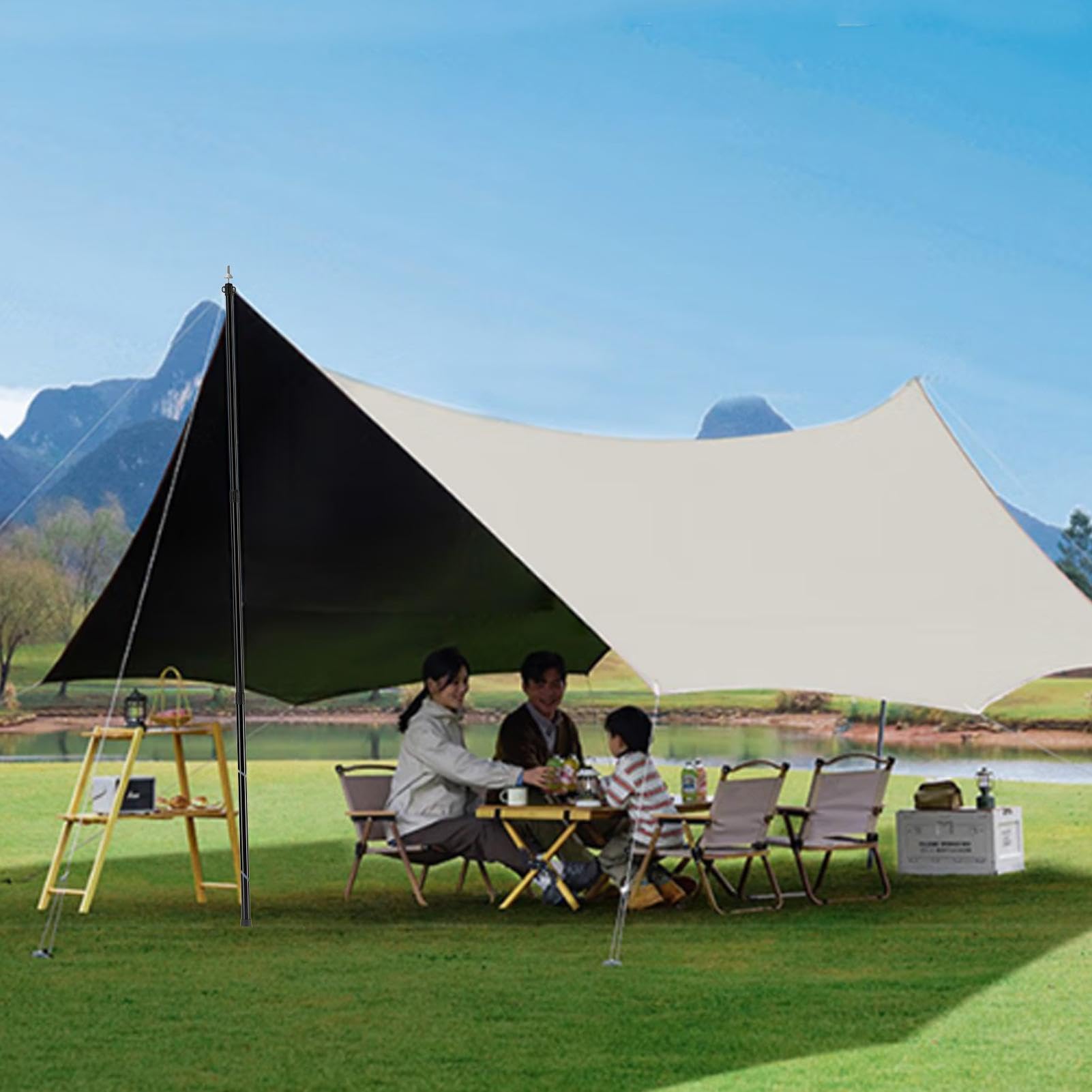 Zeltstangen aus Aluminium, tragbare Zeltstangen für Lampenschirme | Metall-Sonnenschutzstangen, Markisen-Stützstangen, verstellbare Camping-Planenstangen mit Aufbewahrungstasche für Baldachin