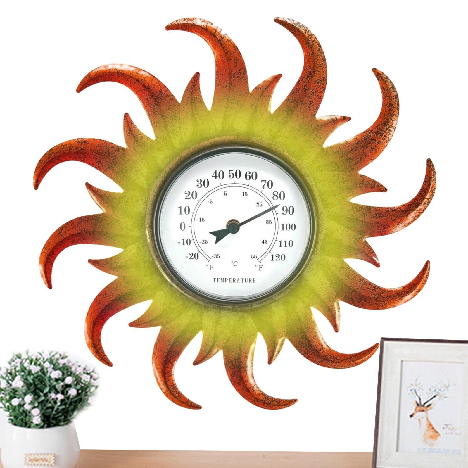Termometro da esterno – Ferro 40 x 40 x 4 cm | Termometro da giardino a | forma di sole | Misuratore di temperatura per giardino, patio, decorazione della casa e monitoraggio del , schermo da