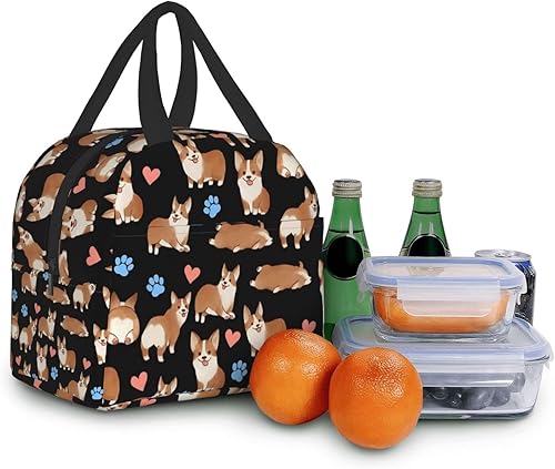 Miniatura 7 de Linda bolsa de almuerzo aislada para perros Corgi para mujeres y hombres, reutilizable, portátil, térmica, enfriadora, para el trabajo, picnic,