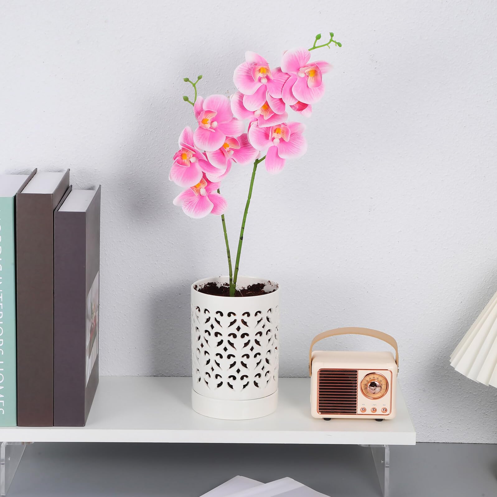 Lurrose Keramik Orchideentopf Zylindrisch mit Löchern für Zimmerpflanzen