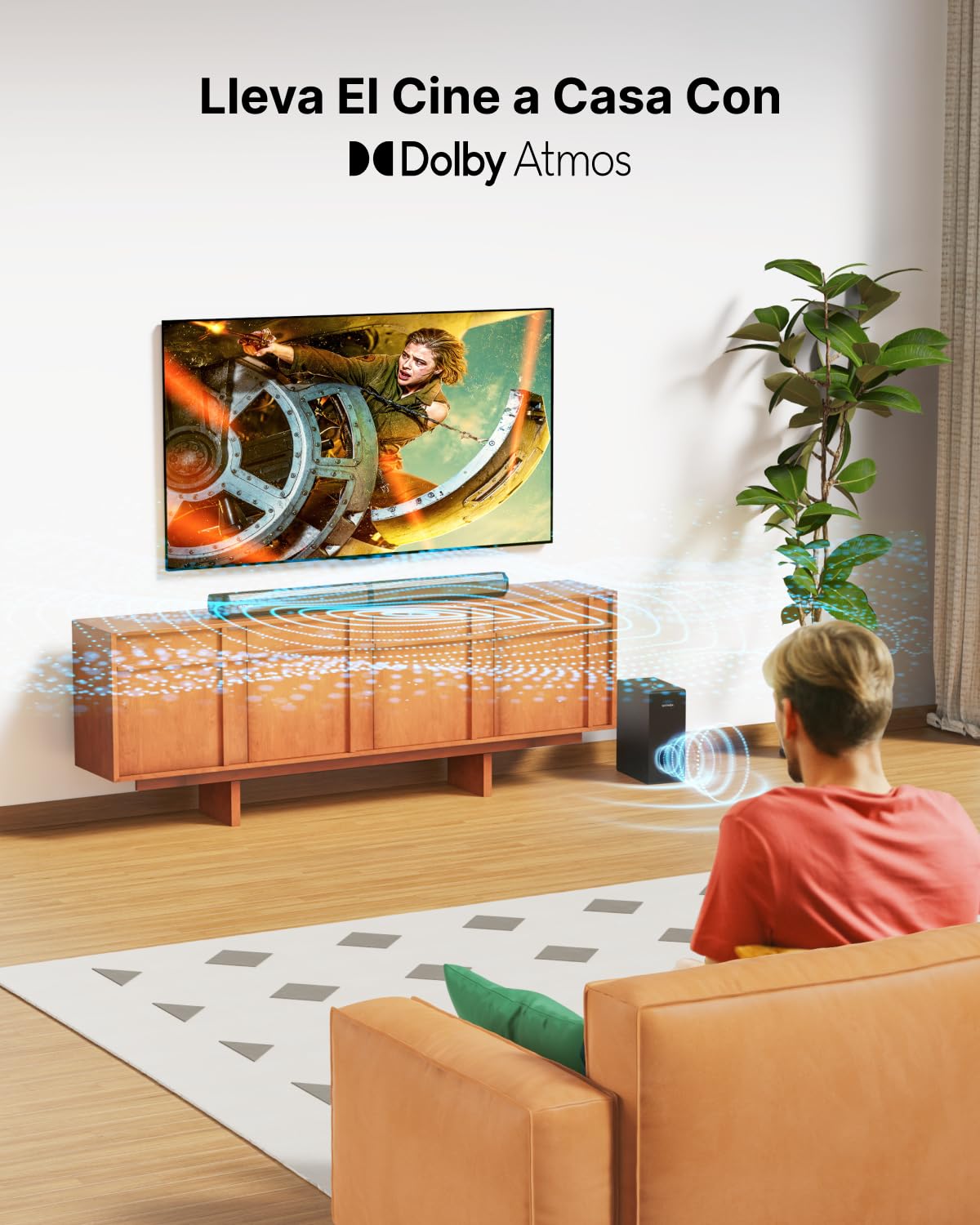 ULTIMEA 4.1ch Barra de Sonido TV Dolby Atmos, 2 en 1 Soundbar Bluetooth 5.3 con Subwoofer, Potencia 280W, 3 Modos EQ Barras de Sonido para TV, Aumento Graves, HDMI in/eARC, Serie Apollo S60