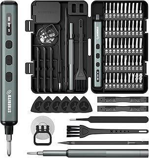 STREBITO Mini Electric Screwdriver, 67 in 1 Electric Screwdriver Kit - 50 S2 Preicison Bits, 5 Torque Setti...
