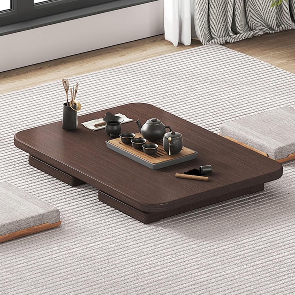 Table Basse Japonaise Rétro En Bois De Paulownia Brûlé - Pliable, 3 Tailles (60x30 Cm à 80x40 Cm) - Pour Cérémonie Du Thé, Salon Tatami - 9