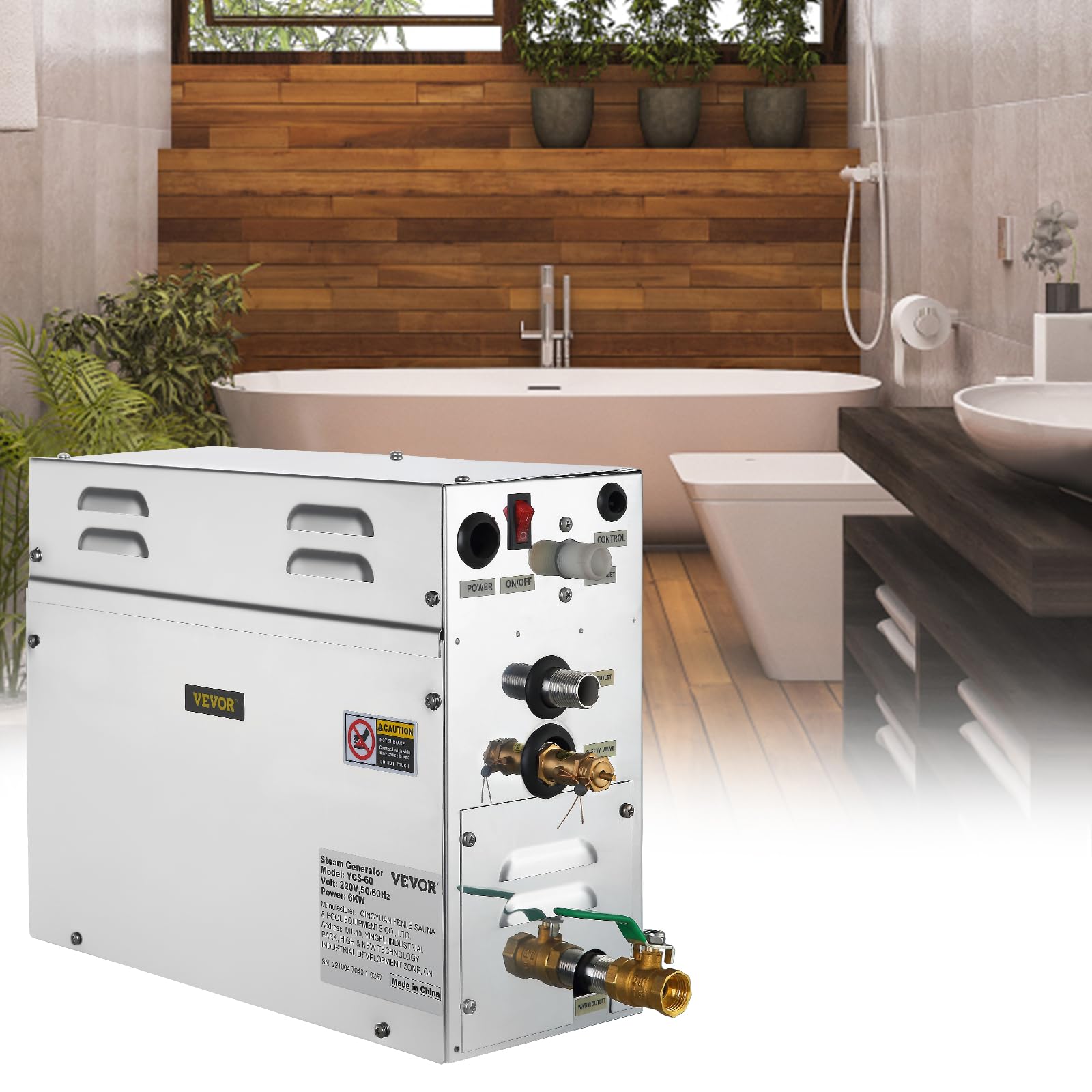 6KW Generatore di Vapore Sauna Home Spa Doccia Generatore di Vapore per Bagno Turco di Piccolo Volume con Controller Digitale