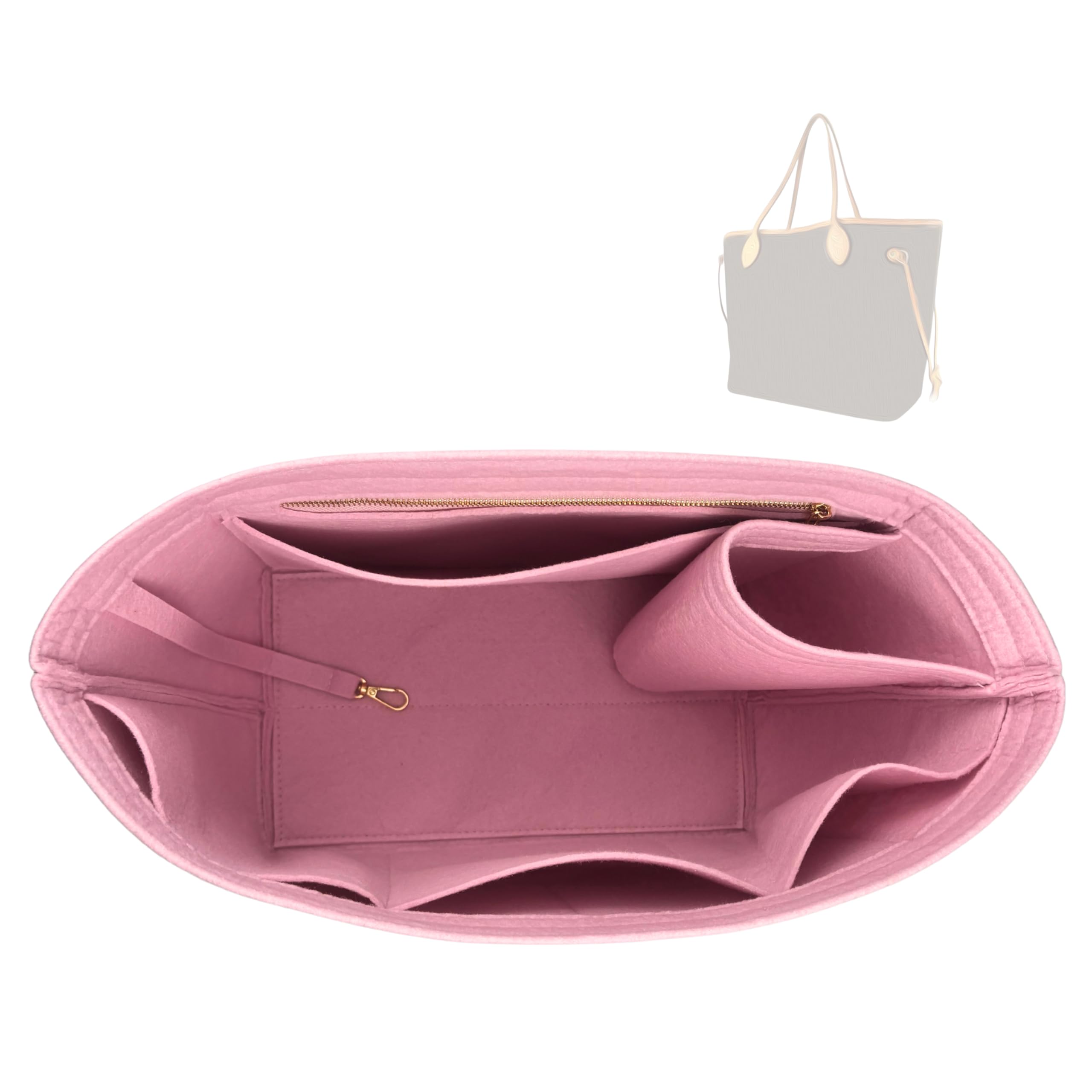 Divitize Premium Taschenorganizer kompatibel mit LV Neverfull PM/MM/GM - Handgefertigter Filz, Verstärkter Boden, Vollverkleidung, Maßgefertigt, 24+ Farben (Black, for Neverfull MM)