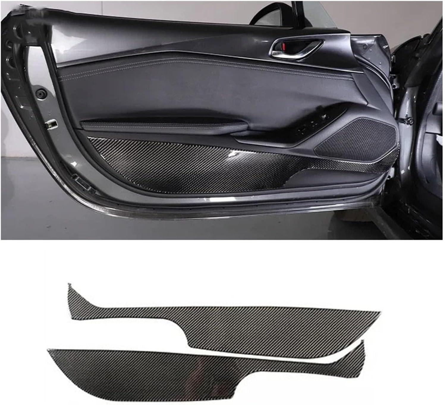 Compatible With Mazda MX-5 2016-2023 Soft Carbon Fiber Car Door Kick Panel Decorative Sticker Trim Car Interior Accessories(Red)