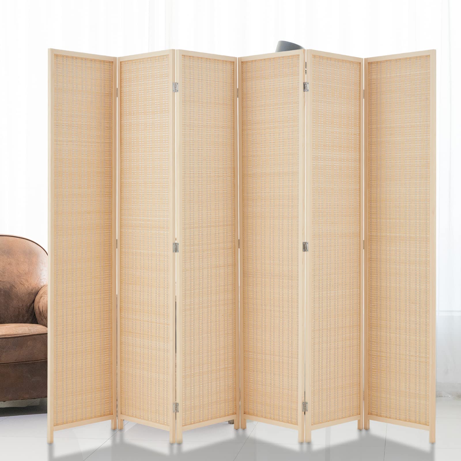 Buy HADDOCKWAY 6 Panel Bamboo Room Divider Wall 6FT Tall Folding