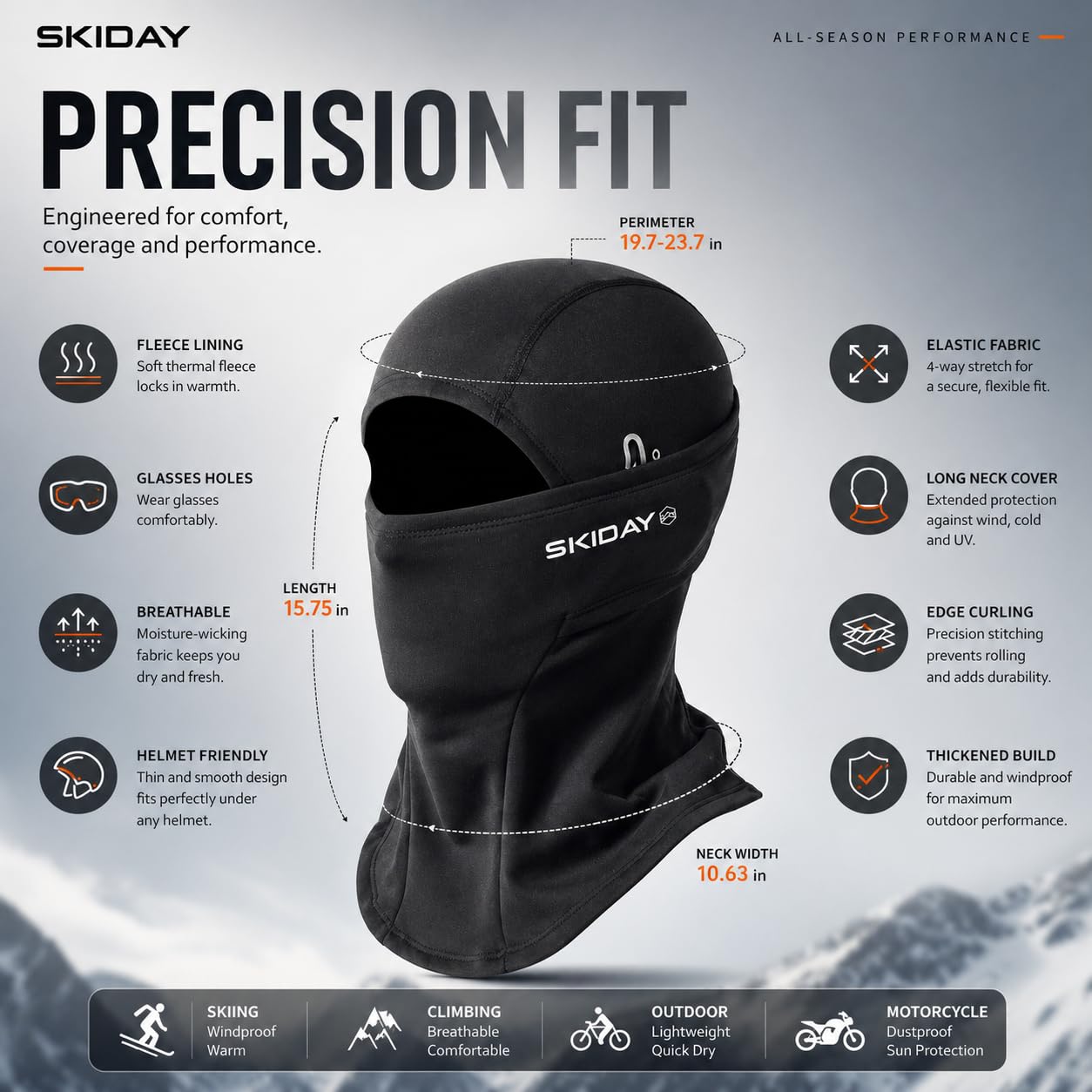 Pasamontañas de esquí para hombres y mujeres, resistente al viento, para invierno, para snowboard, motociclismo, color negro, Negro -, talla única