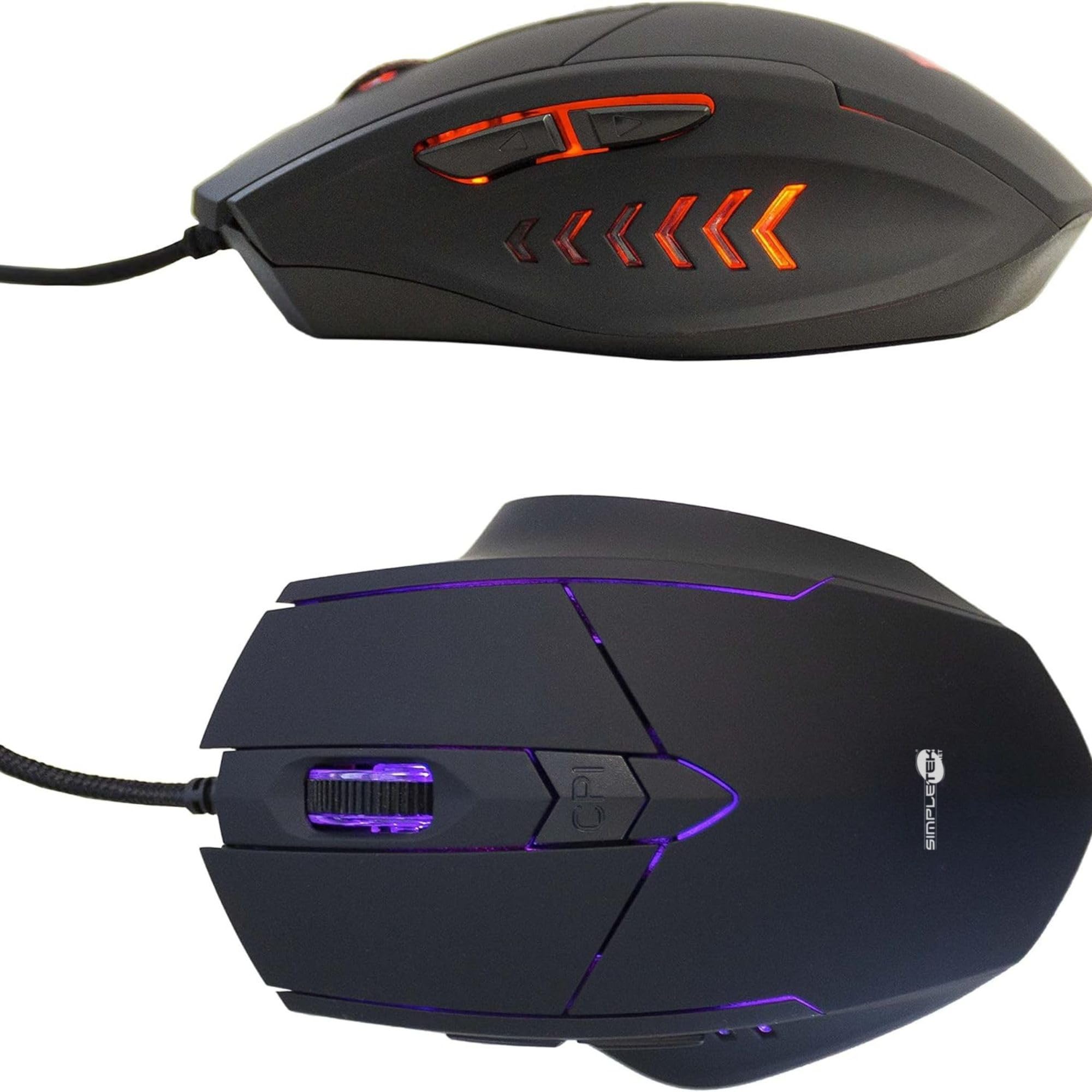 SIMPLETEK - Kit Gaming Mouse & Tastiera retroilluminati RGB | QWERTY Layout Italiano Anti-Ghosting | Mouse 7 Tasti Ergonomico 3200 DPI