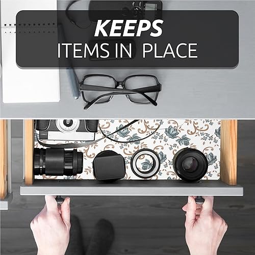 Miniatura 6 de FIFTY FEET 12X120 Pulgadas Forro de Estante para Gabinetes de Cocina, Forro de Cajón de PVC para Cómoda Antideslizante para Baño, Forro de Gabinete