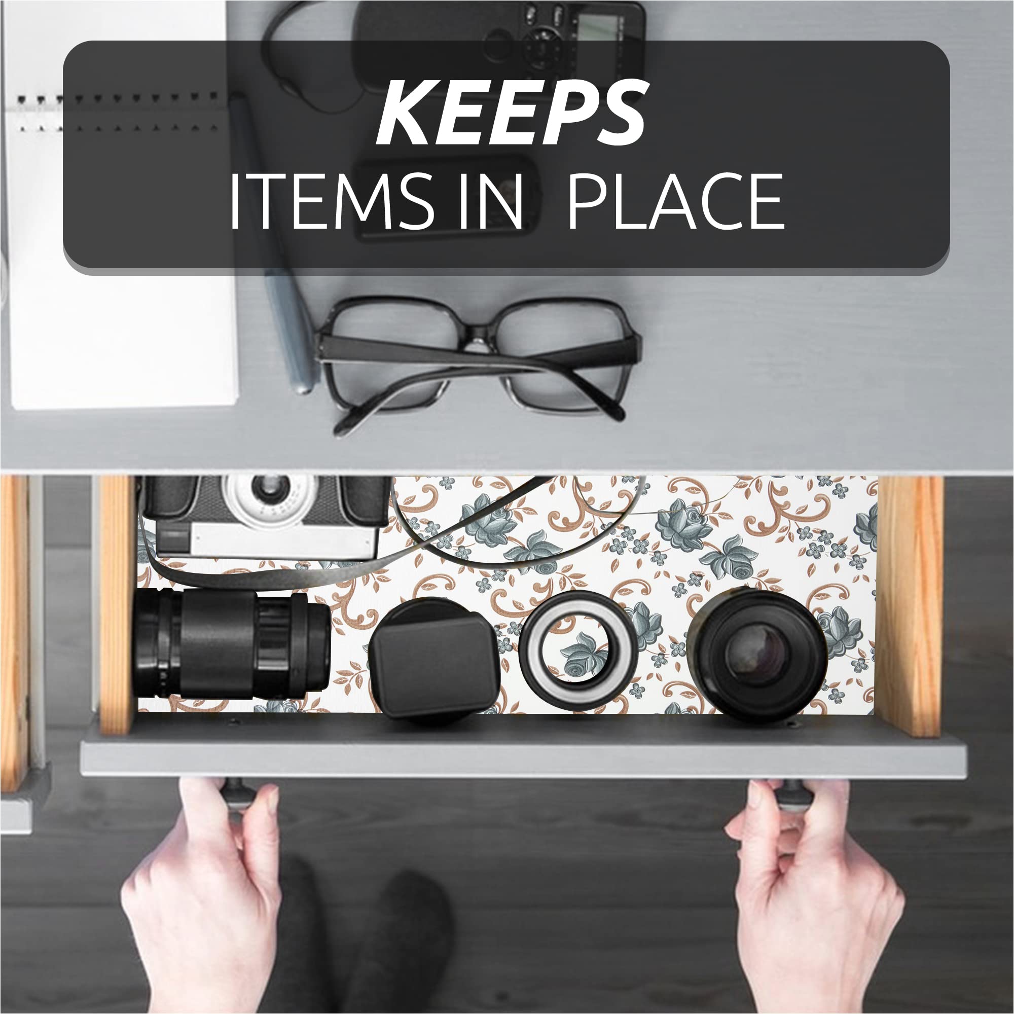 Black Floral Shelf Liner - Protect & Decorate -6 Black Floral Shelf Liner - Protect & Decorate -6