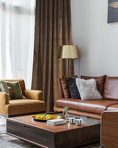 Miniatura 9 de Roslynwood Cortinas de terciopelo rosa melocotón suave de lujo de 108 pulgadas, paneles de reducción de ruido con aislamiento térmico de luz solar