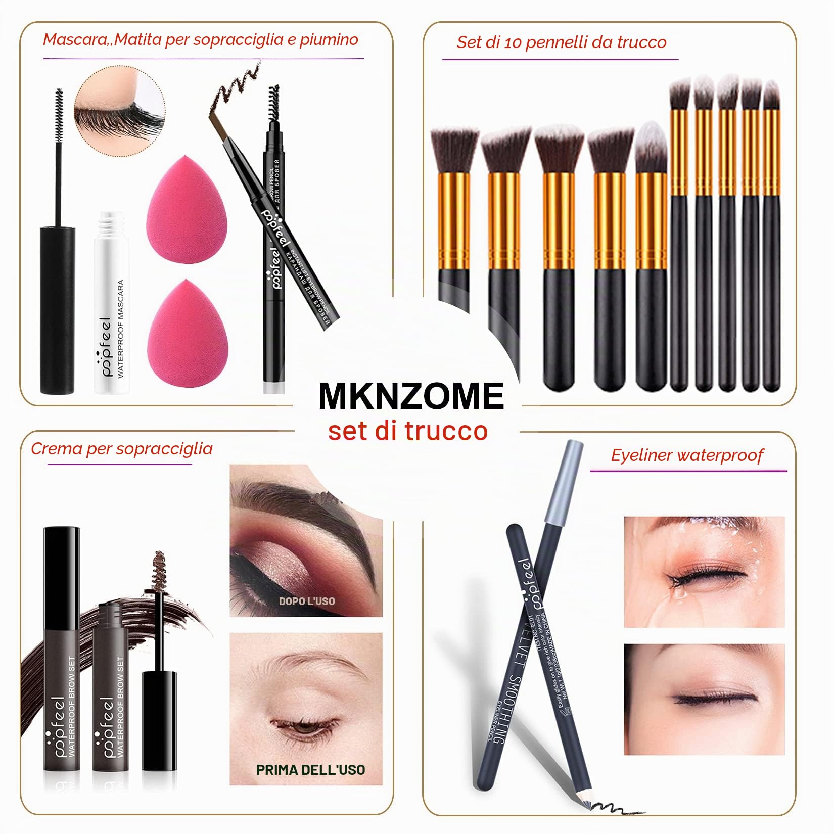 Set trucco Professionale, MKNZOME 32 pezzi Set Trucchi donna Make Up Completo con Custodia Trousse di Trucchi regalo di Natale palette ombretti professionali Rossetti Makeup Fondotinta Correttore