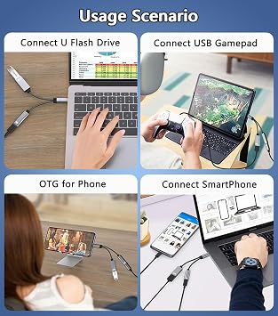 AKWOR USB C to USB OTG Adapter, 2 in 1 USB C Splitter with PD-in 60W Charging Port and USB 3.0 Female Port Compatible wit iPhone 15 Pro, MacBook Pro,Chromebook, Galaxy and More Type-C Devices