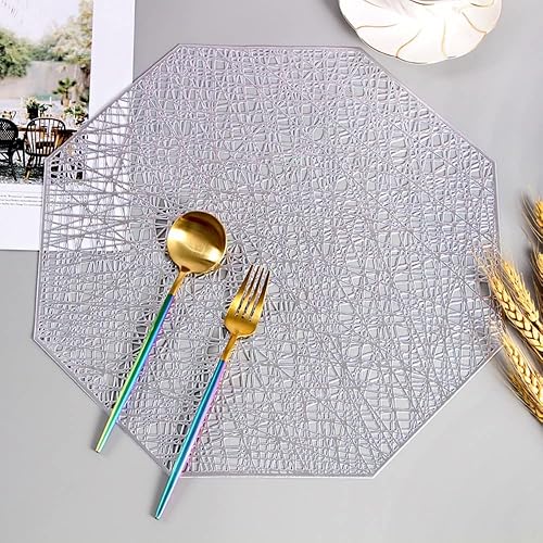 Miniatura 12 de Mantel individual de vinilo antideslizante de 15 pulgadas (plateado-B, 8)