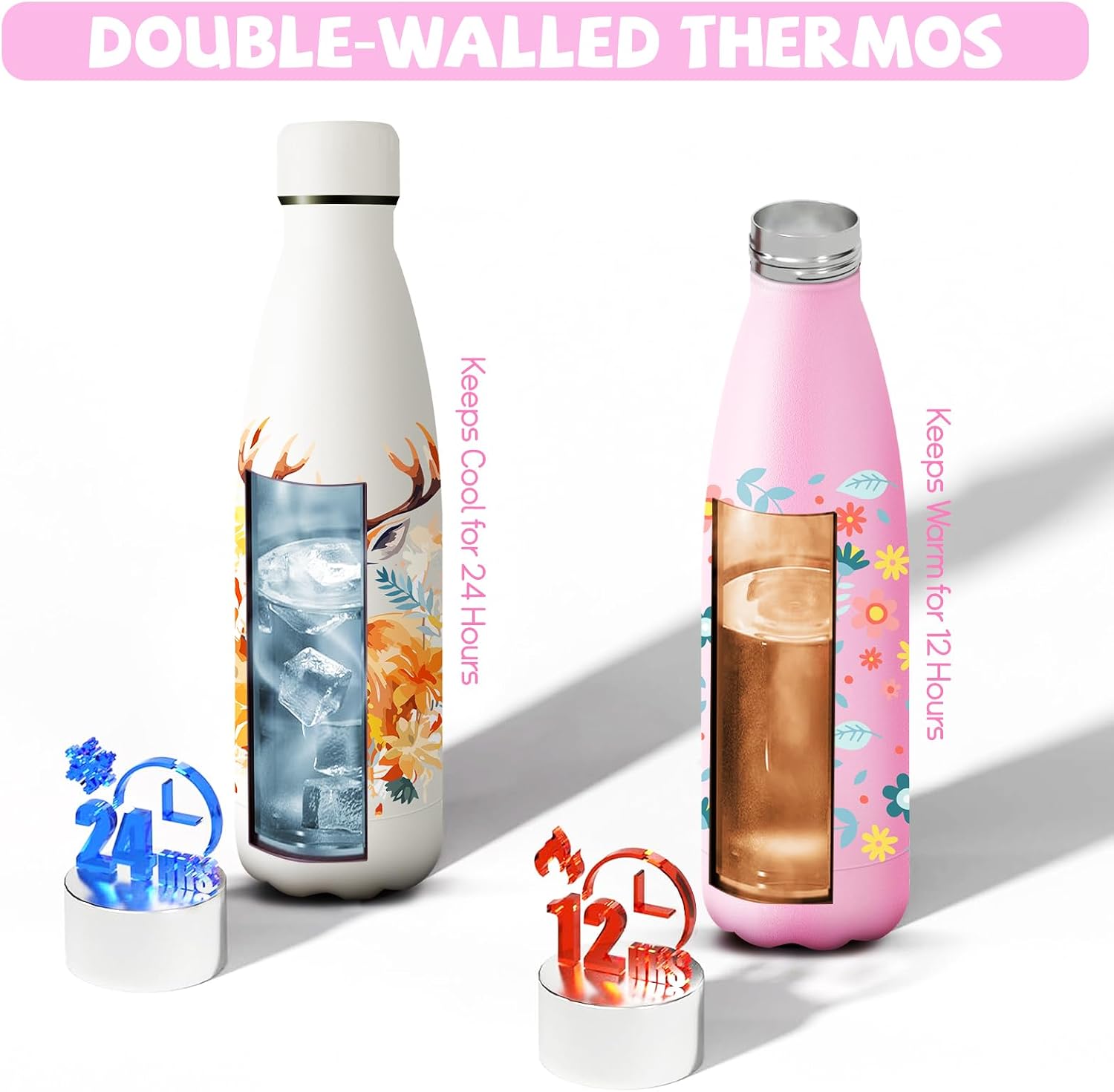 HoneyHolly 500ml BPA-Free Thermal Water Bottle, Double Wall Insulation, Leak Proof, 18/8 Stainless Steel, Perfect for Home, Gym, Travel, School, Office image 5