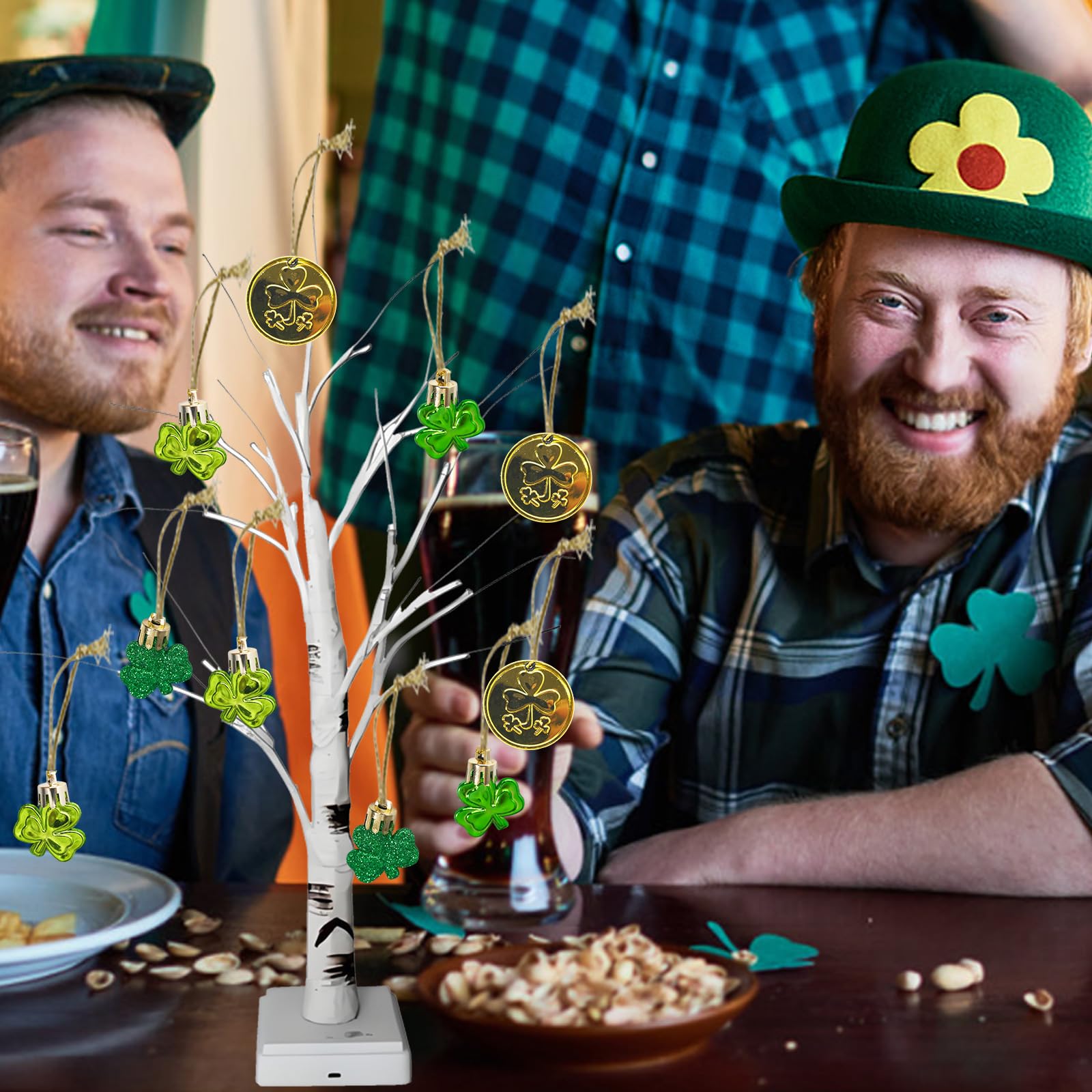Ostereier zum Aufhängen, Kunststoff, handbemalte Eier, St. Patrick's Day, Kleeblatt, Valentinstag, Herzdekoration für kleine Bäume, Party-Dekoration, Gastgeschenk, 120 Stück