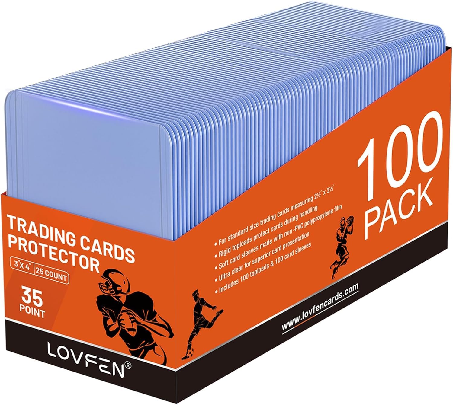 3x4 Top Loaders 100 Packs, Hard Card Sleeves Thick Rigid Trading Cards Protector Fit for Baseball, MTG, Football, Sports Cards — image 1